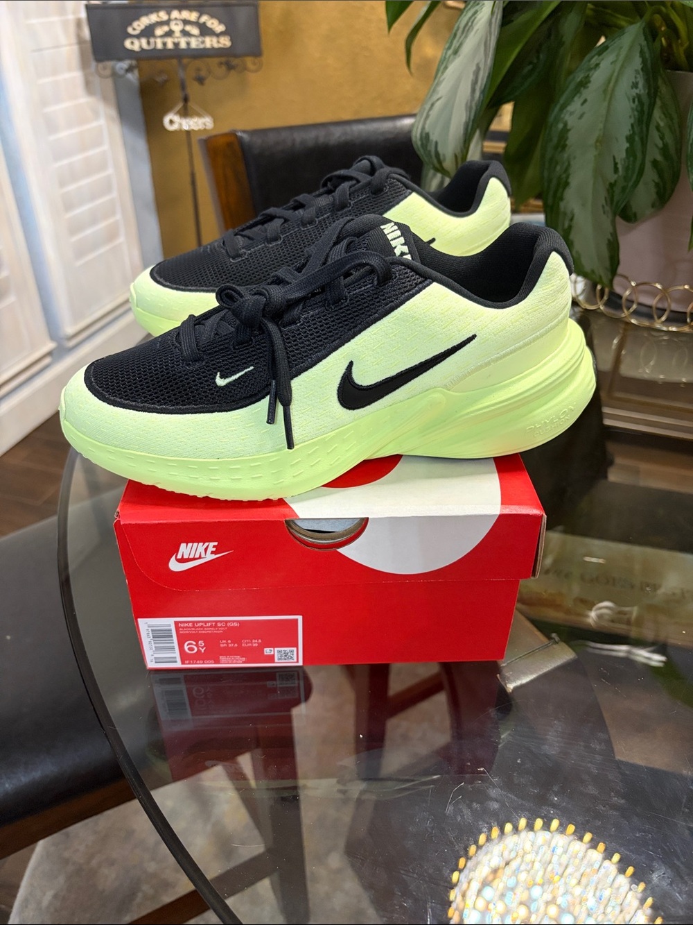 Nike ladies size 7 Nike uplift SC Black Barely Volt. NEW